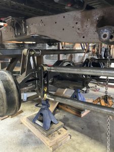 Barrys Custom Fab suspension repair on two low blue risers